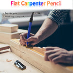 14Pcs Carpenter Pencils 7 Inch Flat Octagonal HB Carpenter Marking Pencils with Pencil Sharpener and Silicone Heavy Duty Retractable Pen Holder for Woodworking Marking Tool