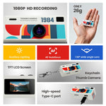 G6 Thumb Camera 1080P HD Video Recording 130° Wide-Angle Photography Keychain Mini Cameras Portable DVR with Photo Upload to Mobile Phone