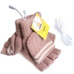 LinkMejor 1pair Heated Gloves Mittens Knitting Fingerless Comfortable Winter Gloves for Indoor or Outdoor Man Women