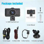 1080P 3 Channel Car Dash Cam 3-inch  IPS Screen Three Lens Car 170° HD Record Front/Interior/Rear View Camera with Free 64G TF Card Night Vision Parking Monior