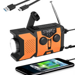 LinkMejor Emergency Hand Crank Radio Solar Powered Radio with Power Bank SOS Alarm LED Flashlight AM/FM/WB Weather Radio Portable Radio IPX3 Waterproof for Outdoor Camping and Emergency