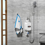 220V EU Plug Mini Instant Electric Water Heater Shower Set with Temperature Control Instant Hot Water Heater Shower Bathroom Faucet Water Heater 3500W Electric Water Heater Tankless Instant Heater
