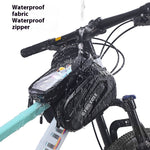 LinkMejor Bicycle Front Frame Separable Organizer Bag Waterproof Touch Screen Cycling Bag Triple Hoop Loop Fastening Bike Tube Bag for MTB Road