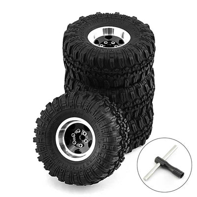 4pcs 1.0 inch Climbing Car Aluminum Alloy Hub Wasteland Wheel Tires for 1/18 TRX4M SCX24 Furitek FX118 RC Car Parts