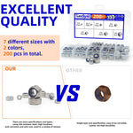200pcs DIN985 Hex Nylon Insert Self Lock Nut Nylock Locknut Assortment Kit Set M2 M2.5 M3 M4 M5 M6 M8 304 A2-70 Stainless Steel