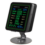 NEW 12 in 1 Air Quality Monitor Formaldehyde Space Contrast Function TVOC CO CO2 PM2.5 PM10 Temperature Humidity LCD Display Rechargeable Precision Sensor Real Time Detection Compact Design ZN-MT14