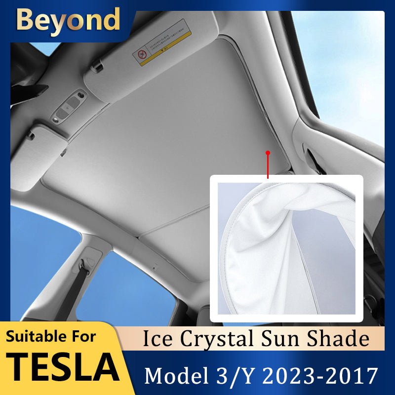 4pcs Car Top Split Sunshade Cover Heat Insulation Crystal Sunshade Cover Roof Sunshade Front Rear Sunroof Skylight for Tesla Model 3 Highland Y