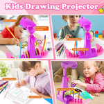 Children's Drawing Projector Toys Set with 32 Cartoon Slides and 12 Color Brushes for 3-6 Years Old Creative Painting Kit