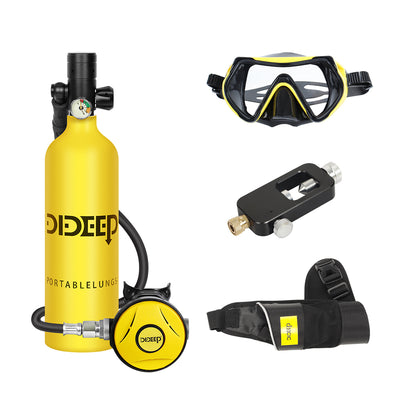 LinkMejor X4000Pro 1L Scuba Diving Tank Snorkel Equipment Leisure Outdoor Swimming Spare Oxygen Portable Capacity Use 10-20 Minute with Adapter Diving Goggles Strap Bag