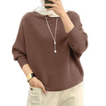 LinkMejor Daily Style Women Knitted Long Sleeve Crew Neck  T-shirt Casual Solid Loose Work Tops
