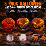 Elfeland Halloween LED Lantern Light Voice-Activated Electric Ambience Pumpkin Night Lamp for Indoor Outdoor Holiday Decoration