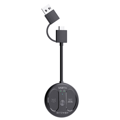 BlitzWolf® BW-LE524 USB Audio Transmitter Adapter bluetooth V5.4 Adapter 50m Range Dual Connection Low Latency Mini Portable Type-C USB Transmitter Adapter for TV PC