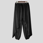 LinkMejor Mens Deconstructed Solid Color Layered Pant Fashion Comfortable Elastic Waist Trousers for Men