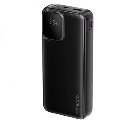 LinkMejor ES-D023 22.5W 37/74Wh 10000/20000mAh Digital Display Power Bank with 2 Integrated Cables External Battery Power Supply with 2 Inputs & 4 Outputs Support PD QC2.0/3.0 SCP FCP PPS AFC Fast Charging for iPhone 16 15 14 Pro Max for Huawei for SAMSUNG
