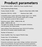 ZK-6002 600W 2 Channel Stereo Audio Amplifier Board High Power Class H Amp TPA3255 Chips Low Distortion Wide Voltage