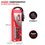 LinkMejor GNB 7.4V 2500mAh 5C 2S LiPo Battery XT60 Plug XH2.54 Plug for Frsky Taranis X9D Plus