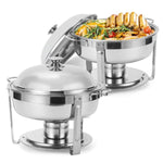 Warmounts 1/2/4/6 Pack Chafing Dish Buffet Set, 5QT Round Buffet Servers and Warmers Set, Stainless Steel Catering Food Warmer with Glass Lid & Holder for Party Home Garden Wedding