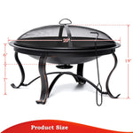 LinkMejor 29 inch Fire Pits for Outside Firepit Outdoor Wood Burning Pit Steel Firepit Bowl for Patio Backyard Camping