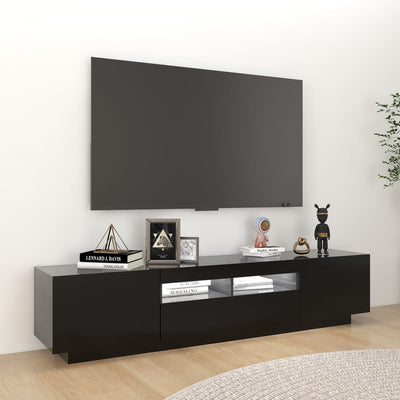 TV Cabinet with LED Lights Black 70.8"x13.8"x15.7"