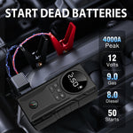 Smart Air Compressor Jump Starter 150PSI 39800mAh Battery Jump Starter Portable 12V Emergency Car Battery Jump Starter with 3 Modes Flashlight LCD Display