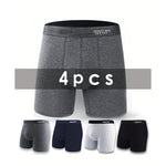 4pcs Cotton Long Style Men's Underwear Anti-wear Legs Comfortable Sports Boxer Briefs Set Anti-roll Hem Mid-waist Boxer Shorts Underwear Set