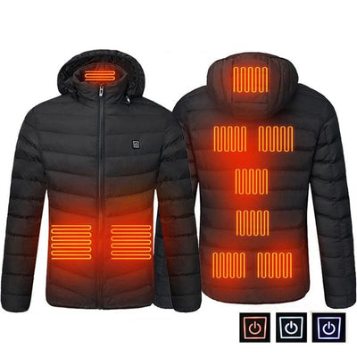 LinkMejor 9 Zones Smart Electric Heated Jacket - 60s Fast Heating, USB Charging, Warm Outdoors Sports Thermal Coat Clothing Cotton Jacket