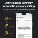 A3 AI Voice Recorder 64GB AI ChatGPT-4 Intelligent Voice Recorder Audio App Phone Call Record Transcribe Summarize Voice to Text conversion Device