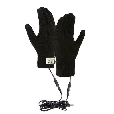 LinkMejor USB Charging Touchscreen Heated Gloves Knitted Thermal Coldproof Winter Warm Gloves for Outdoor Sports