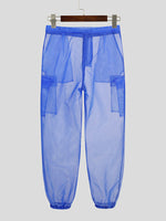INCERUN Men Transparent Mesh Zipper Pants Nightclub Party Mens Pants Fashion Street Men's Bottoms