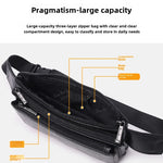 Ekphero Men Genuine Leather Waist Bag Large Capacity Three-layer Zipper Single Shoulder Bag Multifunctional Mini Chest Bag