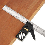 LinkMejor Adjustable 300mm Aluminum Alloy Combination Square 45 90 Degree Angle Scriber Steel Ruler Woodworking Line Locator Ruler DIY Carpenter Measuring Tool