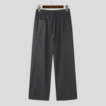 LinkMejor Men Solid Color Straight Legged Pants Loose Fit Casual Hook Loop Zipper Long Trousers Large Size for Big Men S-5XL