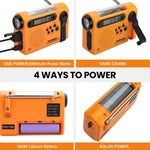 HanRongDa HRD-900 Emergency Radio AM FM SW Solar Hand Crank NOAA Weather Alert 2000mAh Power Bank Flashlight SOS Alarm Portable Survival Gear for Outdoor Camping Emergency Preparedness