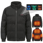 LinkMejor HJ-07A Heating Jacket 7 Heated Areas Coat Jacket Three-speed Temperature Control Heated Windbreaker Thermal High Neck Coat for Winter Outdoor Sport