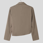 LinkMejor Mens Solid Color Casual Long Sleeve Blazer Irregular Design Fashionable Men's Suit for Spring Fall