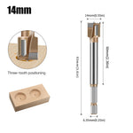 10mm to 50mm Professional Hexagonal Shank Woodworking Hinge Boring Bit Tungsten Carbide Blade Three-Tooth Double Blade Design Multiple Sizes