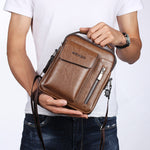 LinkMejor Men's Crossbody Bag PU Leather Hand Bag for Men Messenger Bags Waterproof Backpacks Business Casual Single Shoulder Bag