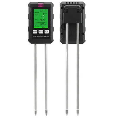 6-in-1 Soil Tester PH Temperature Humidity Sunlight Fertility Nutrient Meter with Digital Display for Gardening and Agriculture