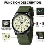 LinkMejor Simple Calendar Sports Waterproof Quartz Watch Comfortable Nylon Strap Luminous Pointer Men Watch with Alloy Case