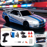 LinkMejor 1901-410D RTR 1/24 2.4G 4WD R34 Drift RC Car Alloy Body Shell LED Light On-Road Full Proportional High Speed Racing Vehicles Models Toys