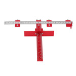 LinkMejor Red Aluminum Alloy Metric/Inch Cabinet Hardware Jig 5mm Drill Guide Cabinet Handle Template Jig