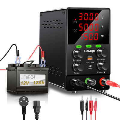 Upgraded KUAIQU SPS-S Programmable Power Supply OCP OVP Adjustable Power Supply 0-120V 0-10A 150W 300W 360W USB-C USB-A fast Charging Compact Multi Display Protection Lab DIY