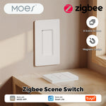 MOES Tuya Zigbe Smart Wireless Scene Switch 3 Gang 9 Scenarios Linkage Magnetic Design Handheld Push Button Control Switch