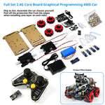 4WD Smart Robot Car Kit HU-011A DIY Mecanum Wheel Programmable Chassis Infrared Tracking Ultrasonic Avoidance Bluetooth Remote Control Coding