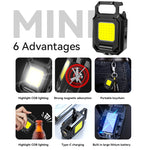 Mini LED Flashlight Keychain Light Double COB Lights  with Magnet Built-in Battery USB Rechargeable Work Lights