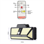 Elfeland 280 LED Solar Garden Light 270° Wide Angle 3 Lighting Modes Dual Charging Solar Power USB Rechargeable IP54 Waterproof Solar Wall Lamp with Remote for Outdoor Landscape Courtyard