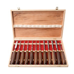 LinkMejor 12pcs Wood Carving Chisel Set Walnut Handle 65Mn High Carbon Steel Sharp Blade Professional Woodworking Carving Tools