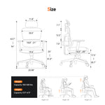 LinkMejor NT001 Ergonomic Office Chair High Back Desk Chair Standard Version with Unique Adjustable Lumbar Support Adjustable Backrest and Seat Pan Depth Tilt Function Headrest 3D Armrests Computer Chair Black