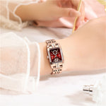 LinkMejor Women's Quartz Watch Elegant Rhinestone Rectangular Dial Waterproof Stainless Steel Strap Luminous Design Perfect for Business and Fashion Use Stylish Women Watch Ideal for Everyday Wear
