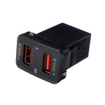 Dual USB QC Car Charger Socket Power Adapter With 12-24V Voltmeter LED Car Accessories 33mm*23mm For Toyota Quick Charge For Mobile Phone